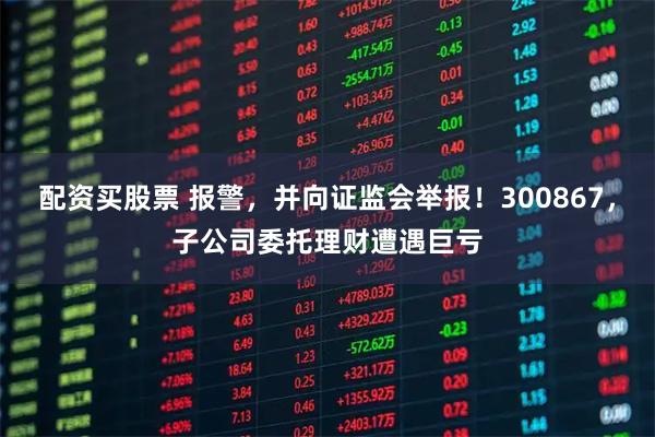 配资买股票 报警，并向证监会举报！300867，子公司委托理财遭遇巨亏