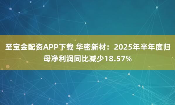 至宝金配资APP下载 华密新材：2025年半年度归母净利润同比减少18.57%
